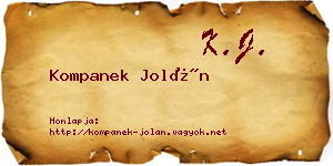 Kompanek Jolán névjegykártya